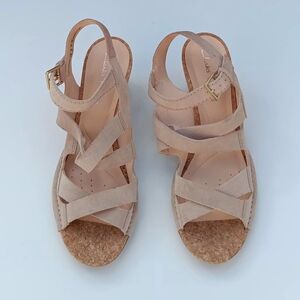 CLARKS Women's  Spiced Ava Leather Strappy Heel Sandals